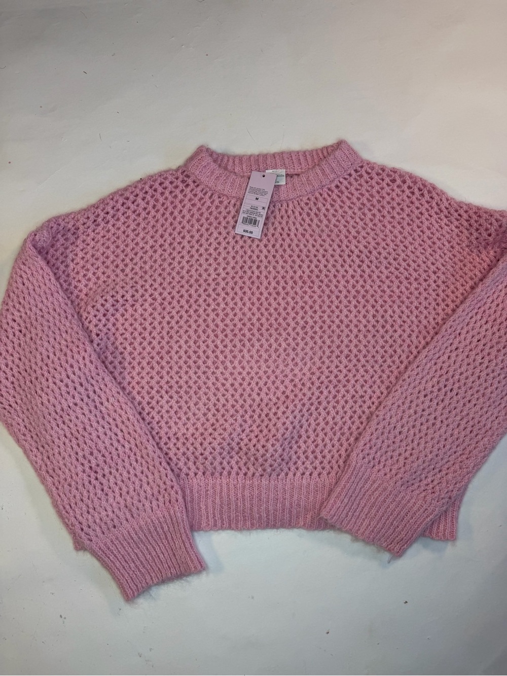 Pink Open-Knit Crewneck Sweater - Wild Fable